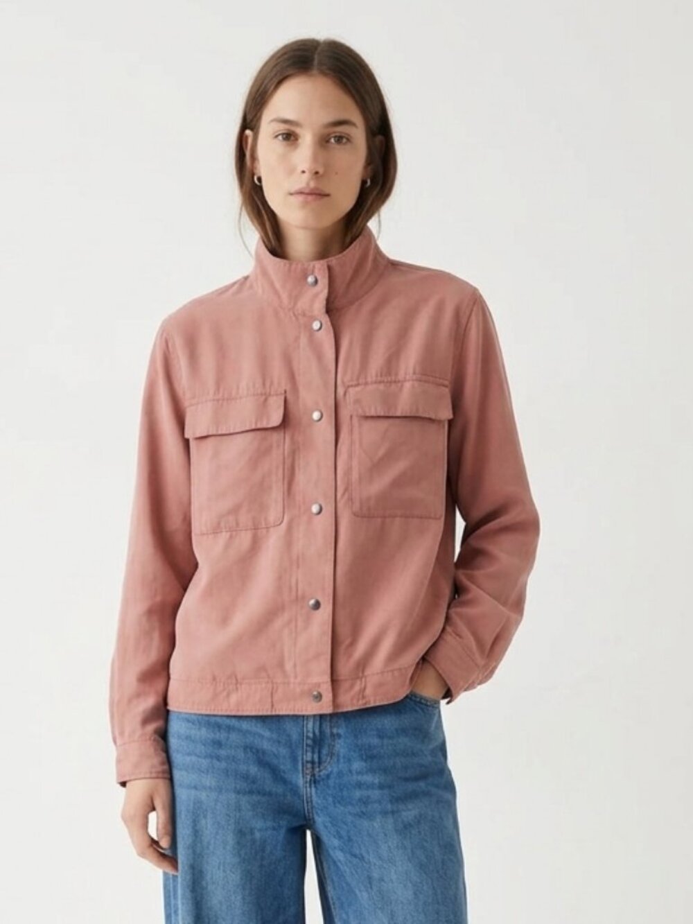 Old Navy Bomber Jacket Pink Lightweight Casual Mock Neck L